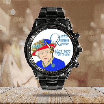 Discover Queen Elizabeth II - rip Queen Elizabeth II - rest Calendar Steel Band Watch