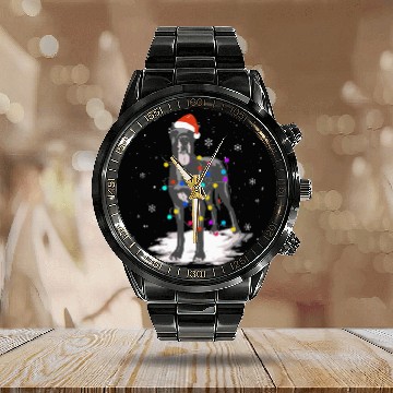 Discover Great Dane With Christmas Lights Santa Calendar Steel Band Watch