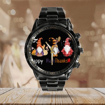 Discover happy hallo thanksmas Thanksgiving gnome Funny Calendar Steel Band Watch