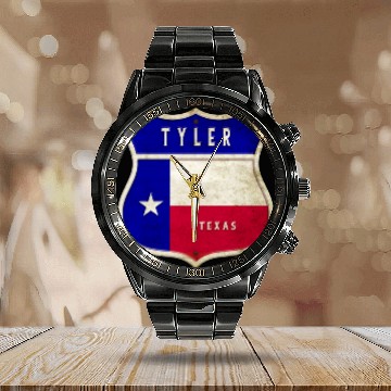 Discover Tyler Texas crest flags design Calendar Steel Band Watch