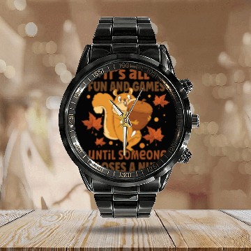 Discover Funny Squirrel Fan Squirrel Lover Chipmunk Addict Calendar Steel Band Watch