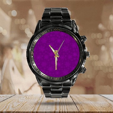 Discover Purple Snowflakes Pattern Calendar Steel Band Watch