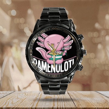 Discover Ramenolotl Axolotl Ramen Funny Ramen Lover Gift Calendar Steel Band Watch