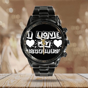Discover I Love My Boyfriend Calendar Steel Band Watch