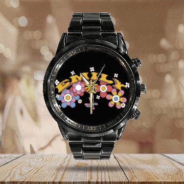 Discover Emily Groovy Flower Tie Dye, Emily Hippie Flower Calendar Steel Band Watch