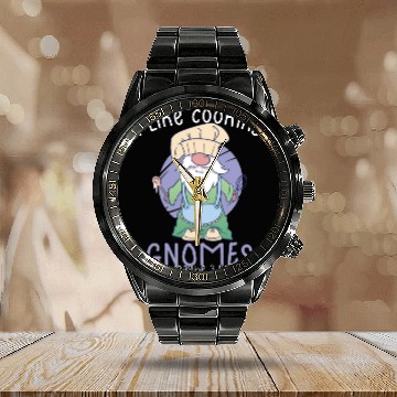 Discover Cooking Cook Chef Gnomes Gnome Lover Funny Gnome Calendar Steel Band Watch