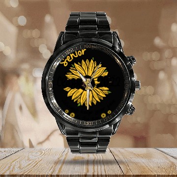 Discover Senior 2022 Class Of 2022 Sunflower Calendar Steel Band Watch