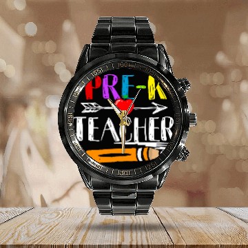 Discover Funny Back To School Teacher Student Pre K Teacher Calendar Steel Band Watch