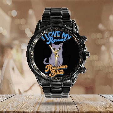 Discover I love my rescue Russian Blue - russian blue Calendar Steel Band Watch