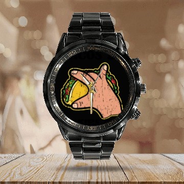 Discover Tacos up Pinkies out - mexican cuisine Calendar Steel Band Watch