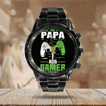 Discover Two Titles Papa Gamer Video Game Lover Gaming Calendar Steel Band Watch