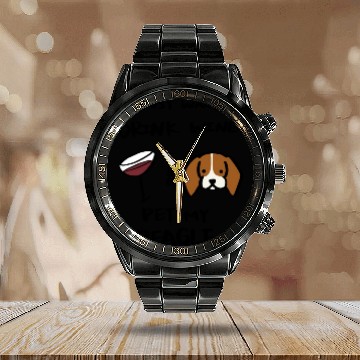 Discover I Just Want To Drink Wine Beagle Calendar Steel Band Watch