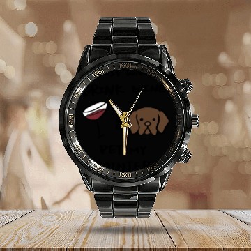 Discover Just Want To Drink Wine German Shorthaired Pointer Calendar Steel Band Watch