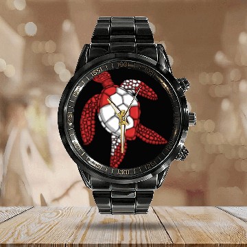 Discover Scuba Diver Red White Flag Turtle Scuba Diving Calendar Steel Band Watch