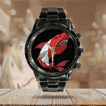 Discover Scuba Diver Red White Flag Shark Scuba Diving Calendar Steel Band Watch