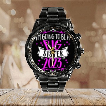 Discover Going to be a Big Sister 2023 Pregnancy Big Sis Calendar Steel Band Watch