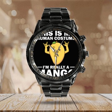 Discover Funny This Is My Human Costume Mango Fruit Lover Calendar Steel Band Watch