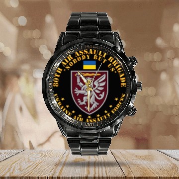 Discover Ukraine 80th Air Assault Brigade Nobody but Us Calendar Steel Band Watch