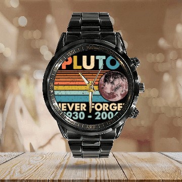 Discover Pluto Never Forget Astronomy Space Science Nerd Calendar Steel Band Watch