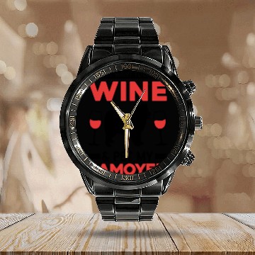 Discover Samoyed And Wine Calendar Steel Band Watch