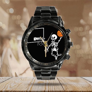 Discover Basketball Skeleton Halloween Bones Trick Or Treat Calendar Steel Band Watch