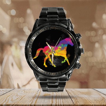 Discover Horse Lover Equestrian Horse Jockey Fan Polygon Calendar Steel Band Watch