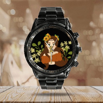 Discover Sun flower girl Calendar Steel Band Watch