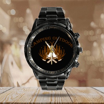 Discover Camping Outdoor 2 Calendar Steel Band Watch