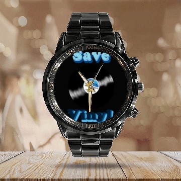 Discover Save Vinyl Calendar Steel Band Watch
