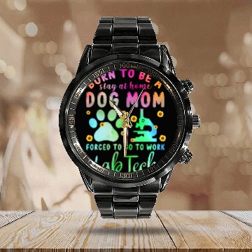 Discover Lab Tech Dog Mom Science Calendar Steel Band Watch