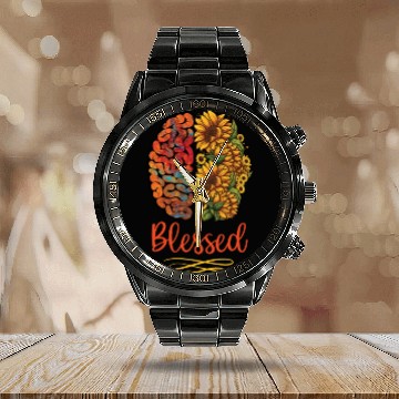 Discover blessed and be kind for Thanks Giving Calendar Steel Band Watch