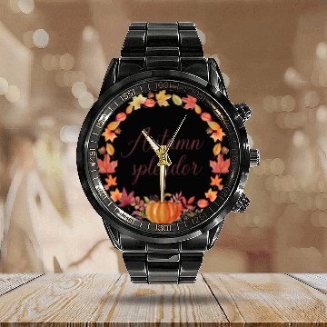 Discover Happy Pumpkin Day Calendar Steel Band Watch