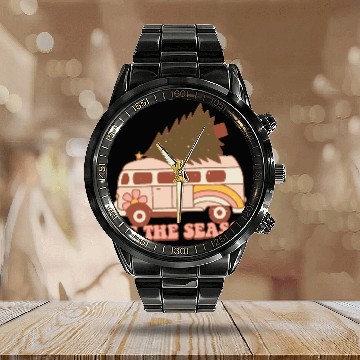 Discover Christmas Doodles Tis' The Season Retro Holiday Calendar Steel Band Watch