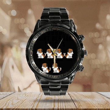 Discover Stubborn Saint Bernard Tricks Calendar Steel Band Watch