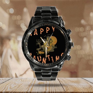 Discover Happy haunting party pumpkins dead house bat Calendar Steel Band Watch