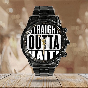 Discover Haiti Straight Outta Haiti Calendar Steel Band Watch