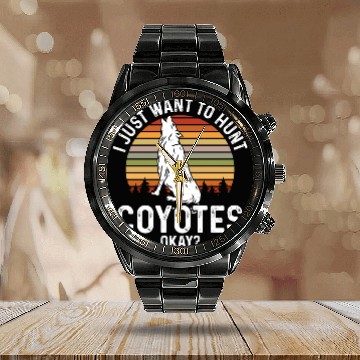 Discover Coyote Trapping Coyote Hunting Yote Hunting Gift Calendar Steel Band Watch