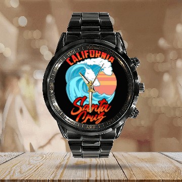 Discover Santa Cruz California Waves Surf Beach Calendar Steel Band Watch