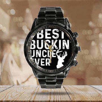 Discover Best Buckin' Uncle Ever Deer Hunters Calendar Steel Band Watch