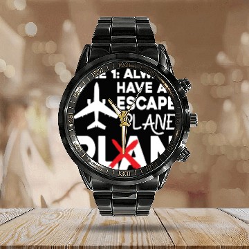 Discover Airline Pilot Pun Escape Plane Aircraft Pilot Calendar Steel Band Watch