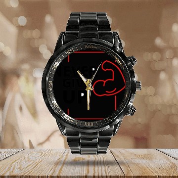 Discover Never give up Calendar Steel Band Watch