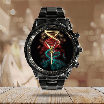 Discover Dna Strand Sequence Biology Science Calendar Steel Band Watch