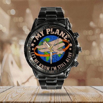 Discover Airline Pilot Aviation Pun For a Corporate Pilot Calendar Steel Band Watch