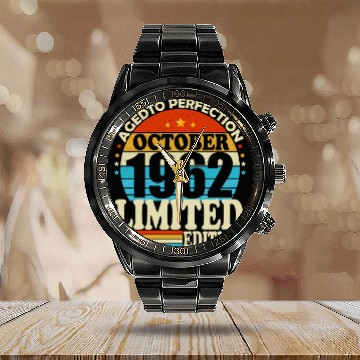Discover October 1962 Vintage Retro Birthday Gift Calendar Steel Band Watch