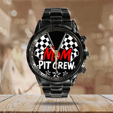 Discover Cool Mothers Day Car Racing Mama Mom Pit Crew Calendar Steel Band Watch