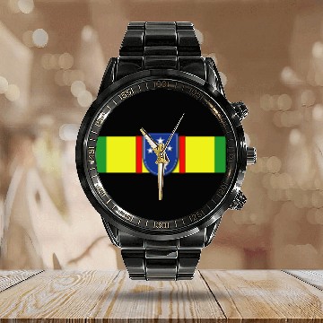Discover Ribbon Vietnam VCM 23rd Infantry Division Calendar Steel Band Watch