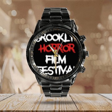 Discover Brooklyn Horror Film Festival Black Calendar Steel Band Watch