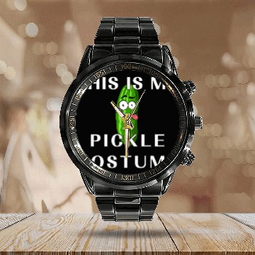 Discover This is my Halloween pickle Costume Funny pickles Calendar Steel Band Watch