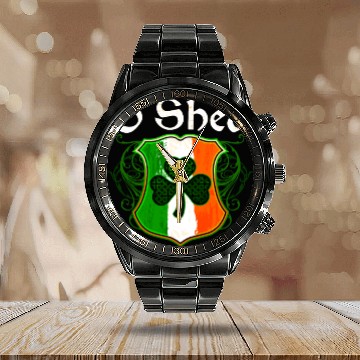 Discover O'Shea Irish Surname Ireland Flag Shield Shamrock Calendar Steel Band Watch
