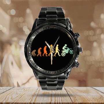 Discover Motocross Biker Evolution Motorcross Calendar Steel Band Watch